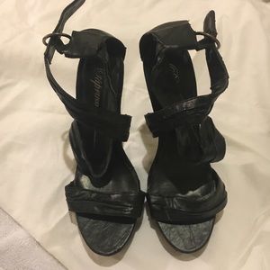 Black criss cross heels